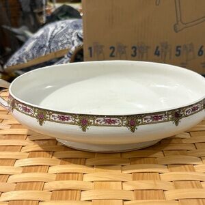 Elegant White and Pink Floral Serving Dish